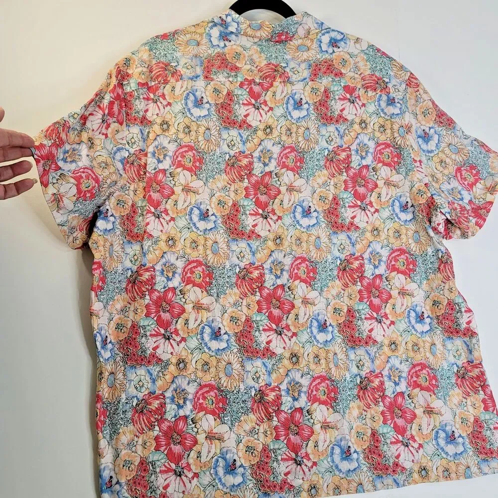 J.Crew Men's XL 100% Linen Floral Camp Shirt NWT Multicolor Button Front Summer